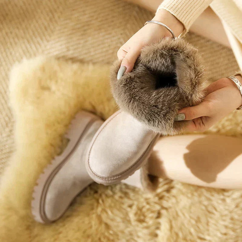 Gefütterte Damen-Winterstiefel, aus Wildleder mit rutschfester Sohle und elastischer Passform 3
