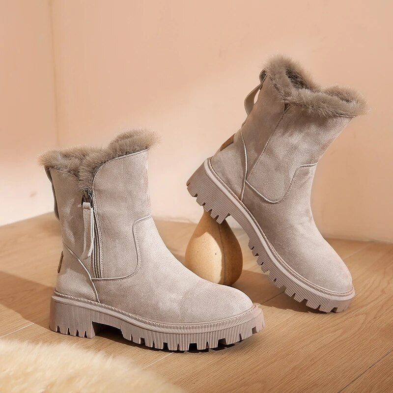 Gefütterte Damen-Winterstiefel, aus Wildleder mit rutschfester Sohle und elastischer Passform 7
