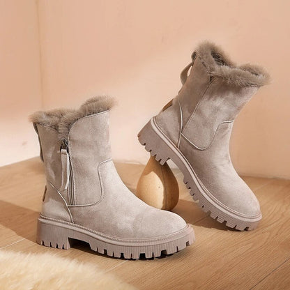Gefütterte Damen-Winterstiefel, aus Wildleder mit rutschfester Sohle und elastischer Passform 6