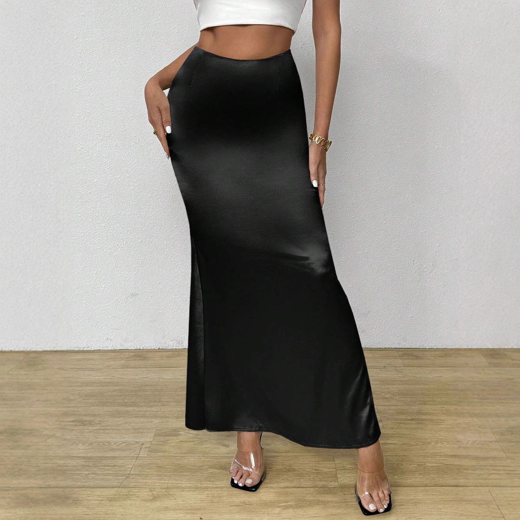 Damen-Midirock, drapiert, Polyester, A-Linie-3