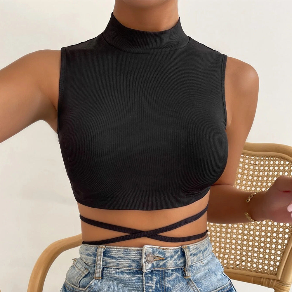Damen-Party-Top, ärmellos, Slim Fit, Polyester, monochrom-5