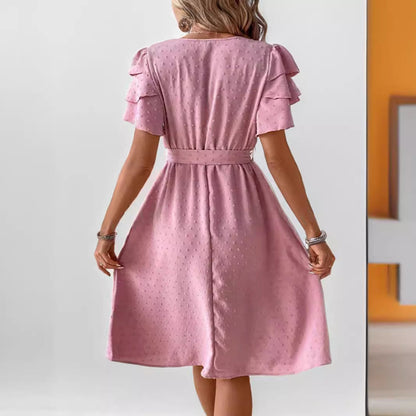 Damen-A-Linien-Kleid, Polka-Punkte, Chiffon-4