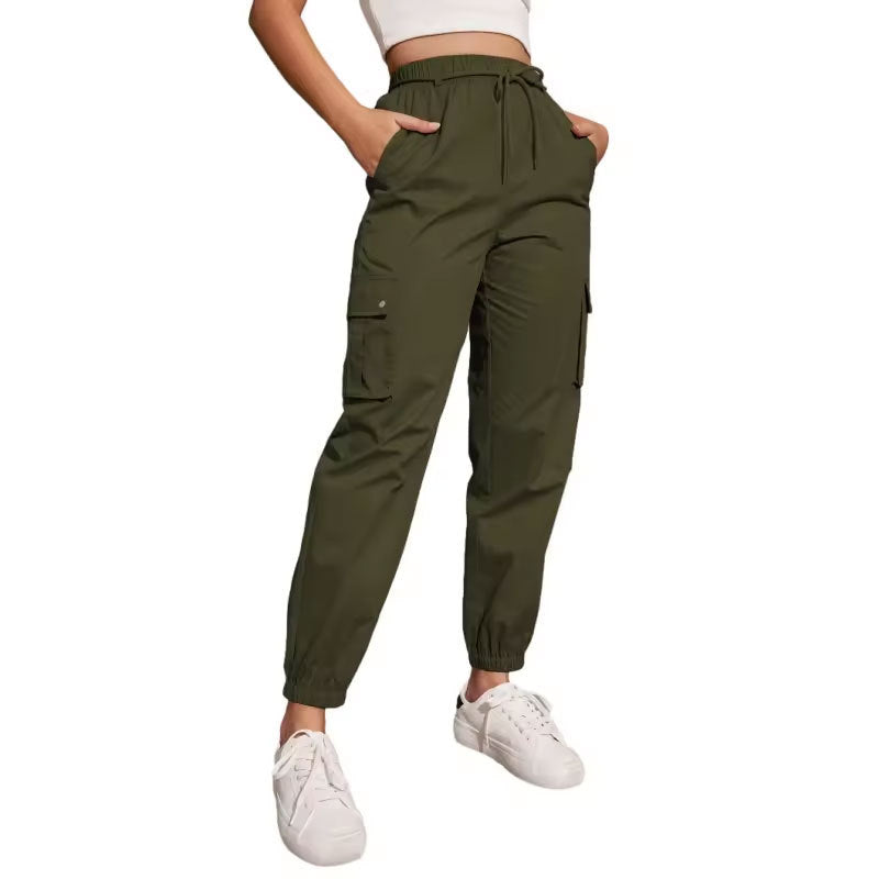 Damen-Cargohose, Loose Fit, nachhaltiger Stoff, mit elastischem Taillenband und Seitentaschen 4