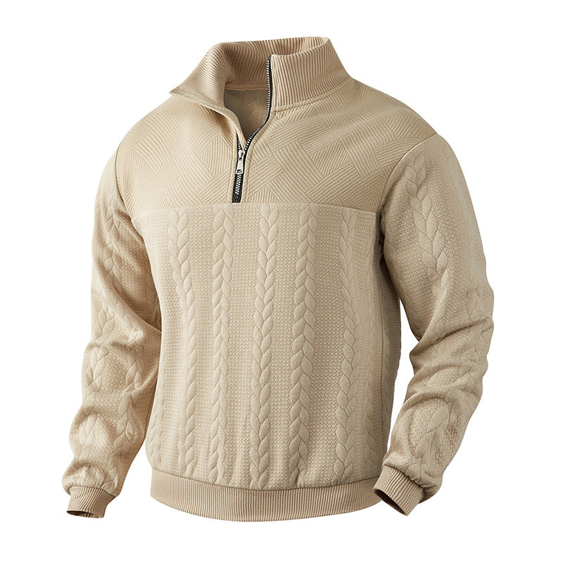 Variant image for Herren-Viertelzip-Pullover, geflochtenes Wollmix, mit Viertel, Reißverschluss-7