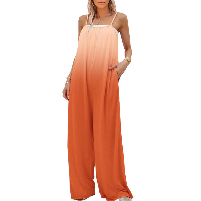 Damen-Freizeithose, hohe Taille, lockere Passform, elastisch, Faser, Ombré, Design-1