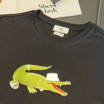 Damen-Top, langärmelig, Rundhals, 100% Baumwolle, Tiermotiv-1