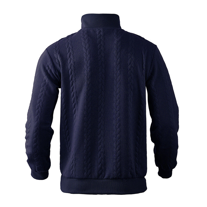 Herren-Viertelzip-Pullover, geflochtenes Wollmix, mit Viertel, Reißverschluss-6