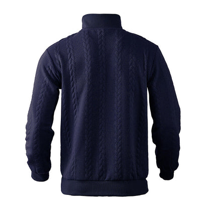 Herren-Viertelzip-Pullover, geflochtenes Wollmix, mit Viertel, Reißverschluss-6
