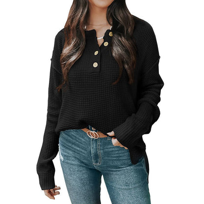 Damen-Strickpullover, V-Ausschnitt, langärmelig, Acryl-3