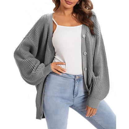Damen-Strickjacke, V-Ausschnitt, locke Passform, Acryl-4