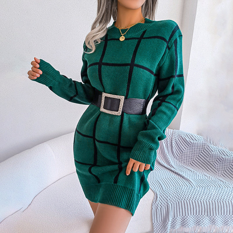 Damen-Kleid, langärmelig, locker gestrickt, weiche Qualität-5