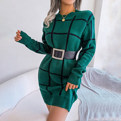 Damen-Kleid, langärmelig, locker gestrickt, weiche Qualität-5