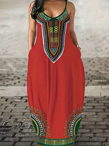 Damen-Maxikleid, V-Ausschnitt, Spaghetti, Band, Patchwork, 3D-Effekt-6