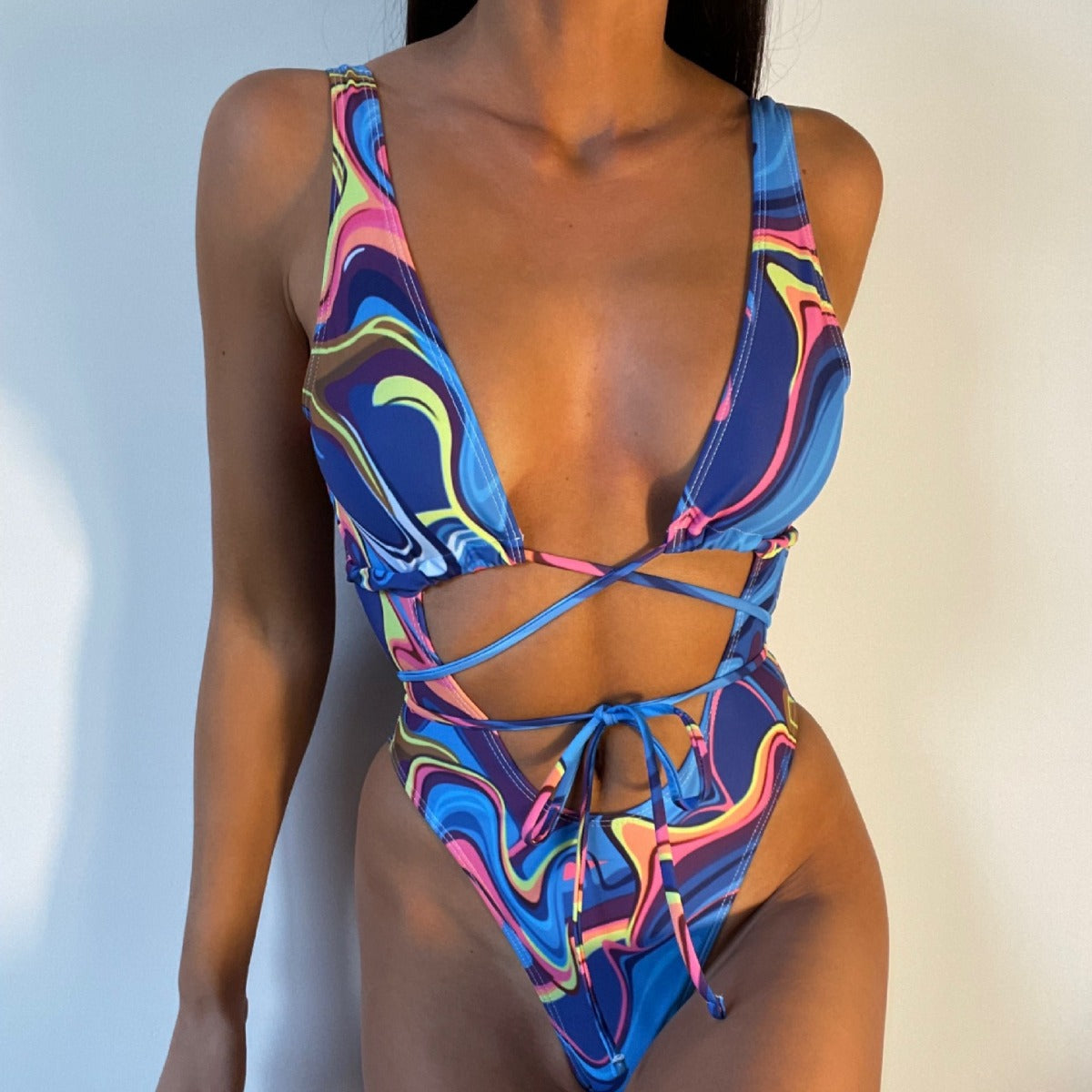 Badeanzug Damen Shaping Cut-out-Details Elastisches Material-4
