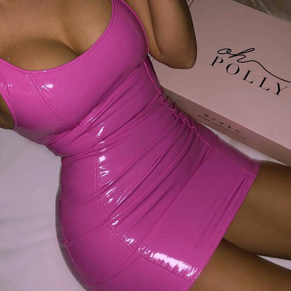 Damen-Minirock, hohe Taille, Leder, kurz, figurbetont-2