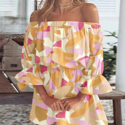 Damen-A-Linien-Kleid, einschulterig, Polyester mit 3D-Elementen-5