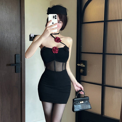 Damenkleid Schulterfrei Kurz Körperbetont Polyester 2
