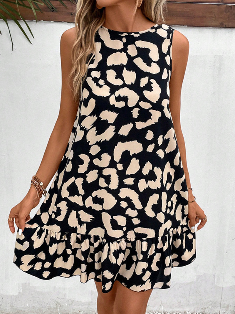 Variant image for Damen-Midi-Kleid, mit Volant gestreiftes Design, für Sommer-5