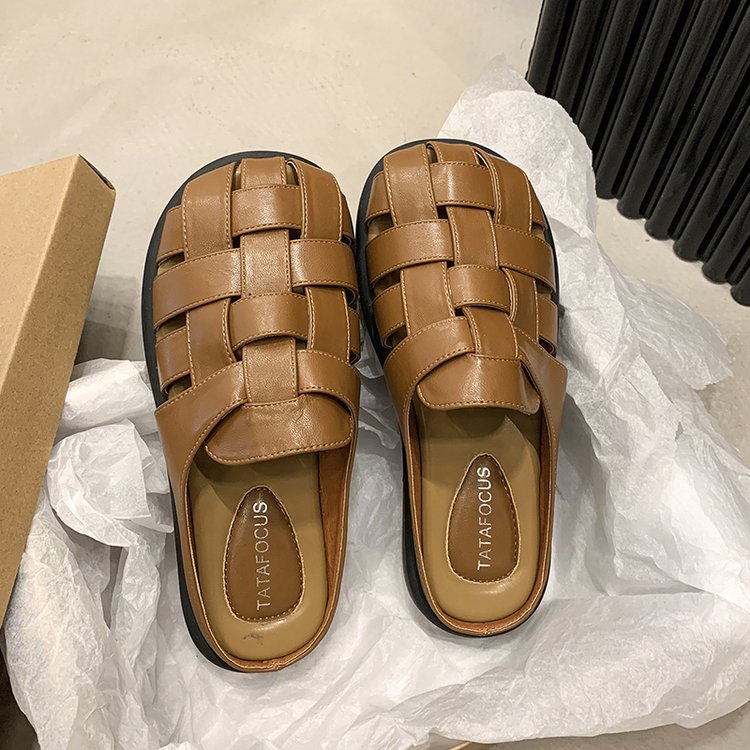 Damen-offene Sandalen, geflochtenes synthetisches Leder, komfortables Design 8
