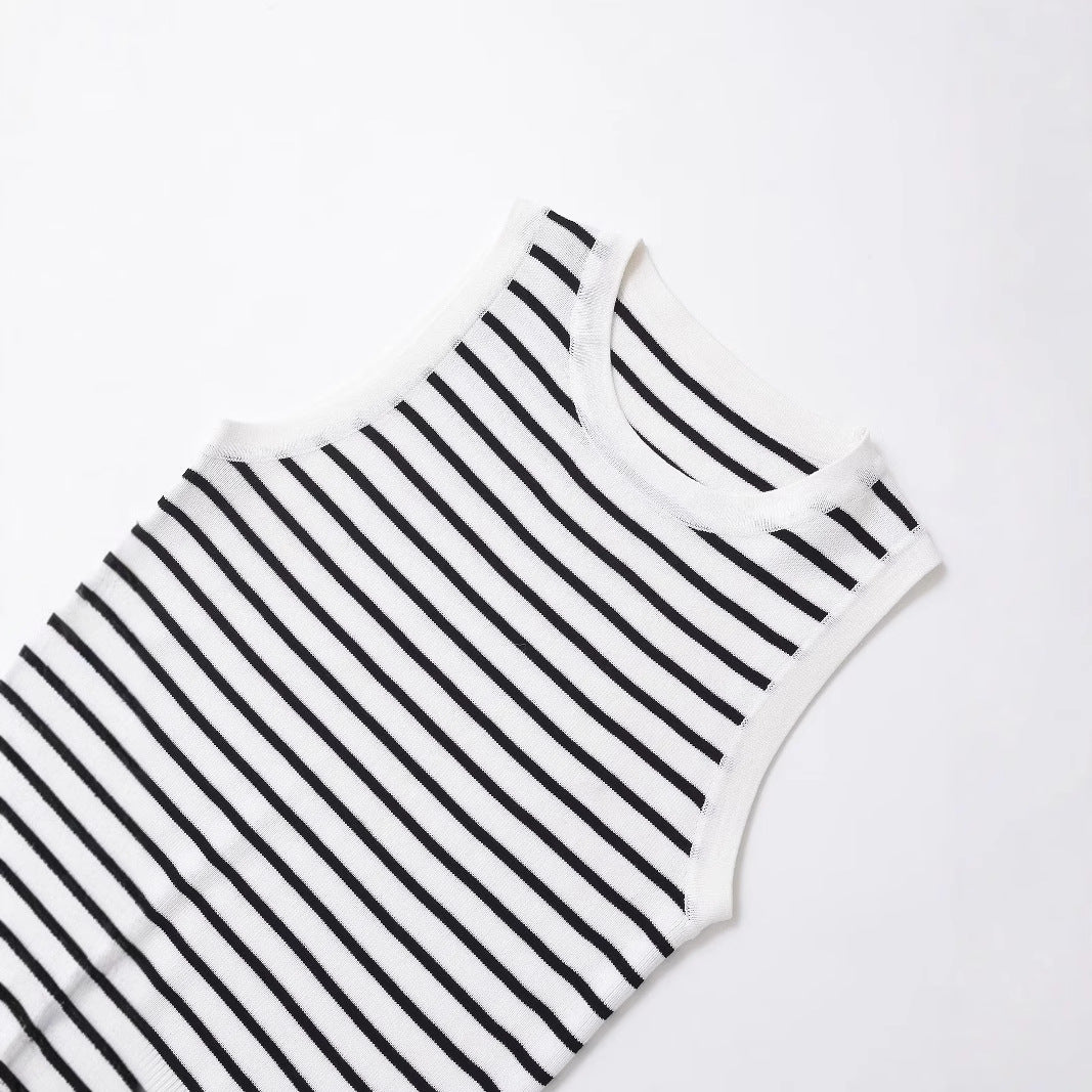 Ärmelloses gestreiftes Top für Frauen aus Baumwolle – körperbetontes Design für den Sommer 3