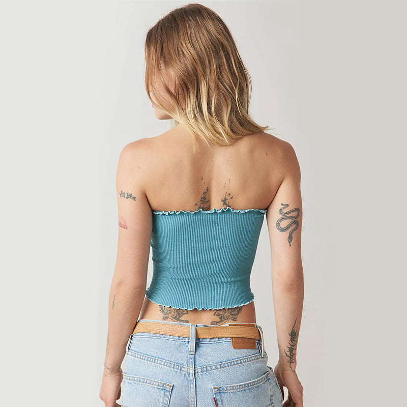 Damen Bandeau Top Figurbetont Weicher Stoff 2
