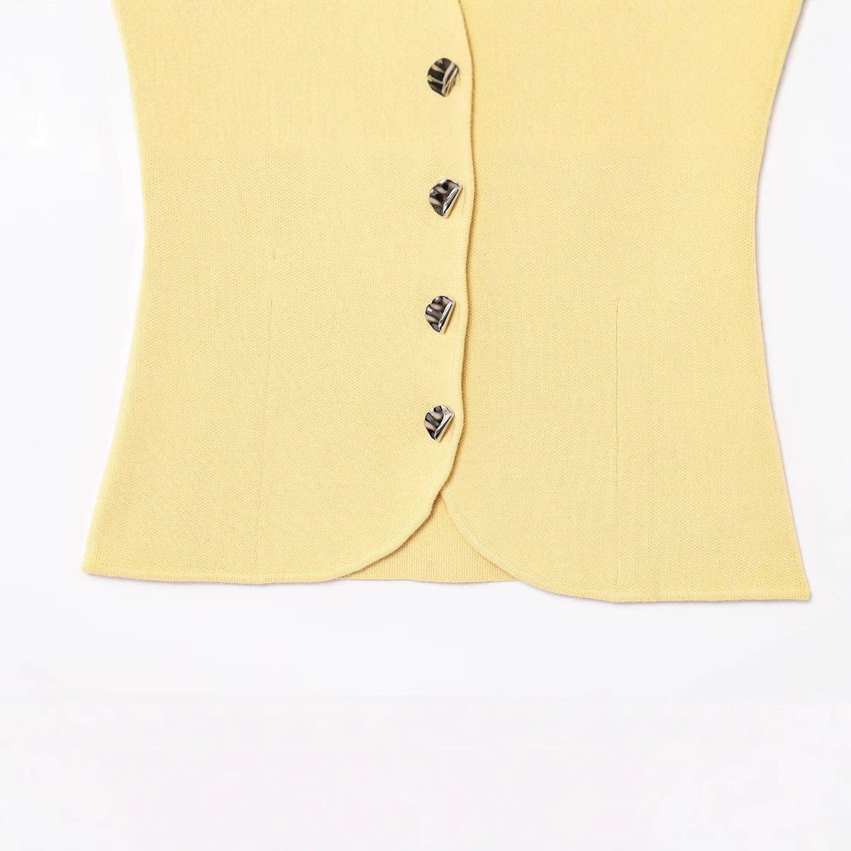 Damen-Party-Top, ärmellos, mit Knopftaille, hochwertiger Stoff-4