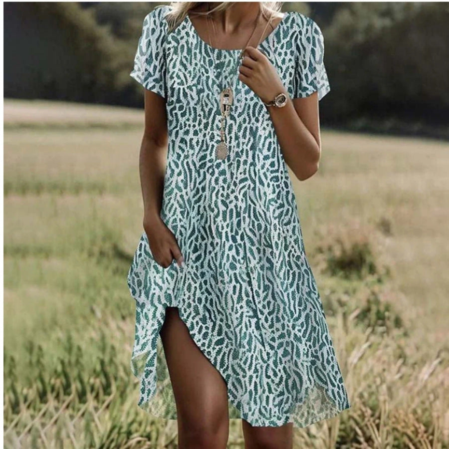 A-Linien-Damenkleid, geblümt, Midi, aus Polyester-3