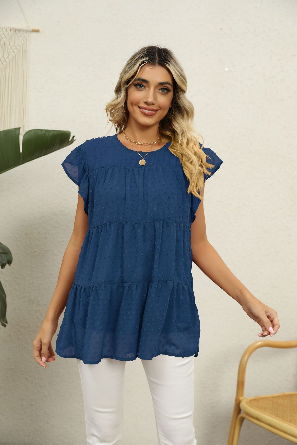 Variant image for Damen-Loose Fit, Pullover, Jacquard, Chiffon-23