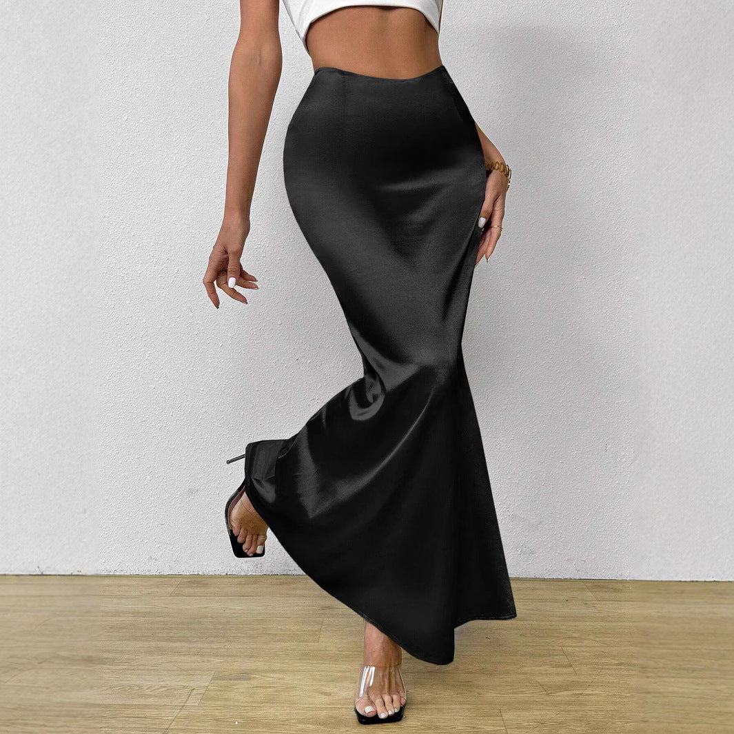 Damen-Midirock, drapiert, Polyester, A-Linie-2