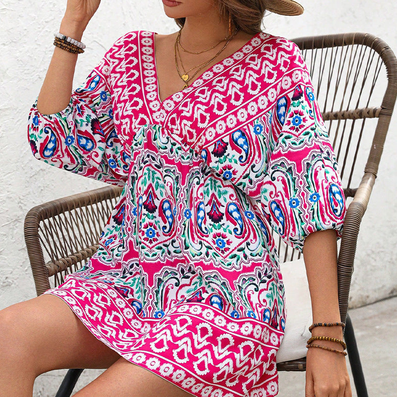 Variantenbild für Damen-A-Linienkleid mit V-Ausschnitt aus Polyester für besondere Anlässe im Sommer-1