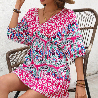 Variantenbild für Damen-A-Linienkleid mit V-Ausschnitt aus Polyester für besondere Anlässe im Sommer-1
