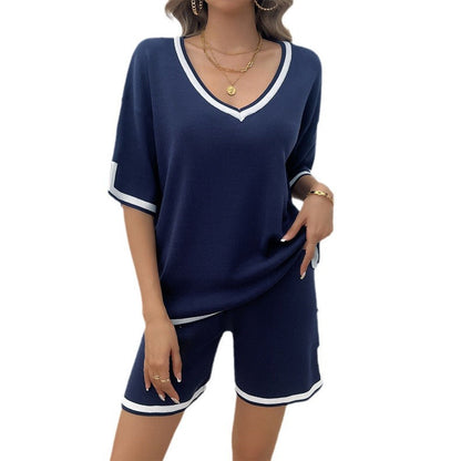 Damen-Pullover, V-Ausschnitt, Dreiviertel, Ärmel einfarbiger weicher Stoff-5