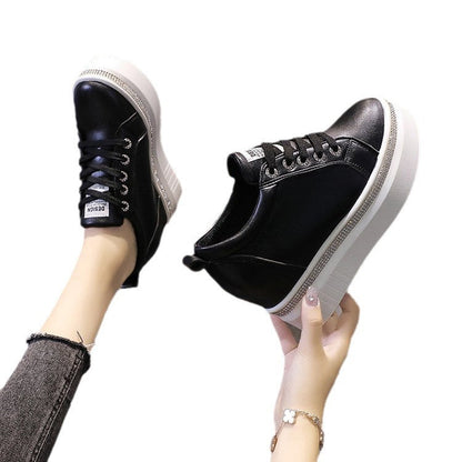 Damen-Keil-Sneakers, trendig, synthetisch, Leder, mit glitzernder Details-6