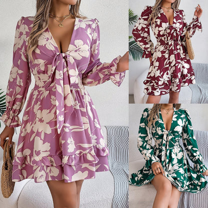 Damen-A-Linien-Kleid, langärmeliges Polyester-2