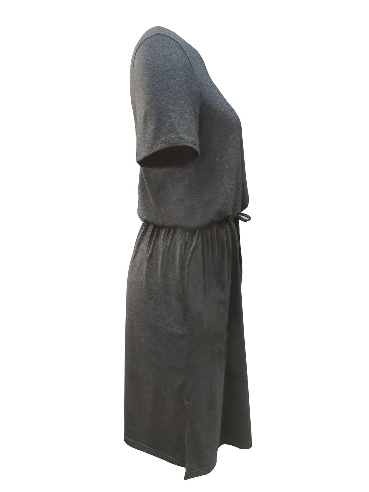 Schöne Damenkleider, Midi, Patchwork, Polyester, Rundhalsausschnitt, kurzen Ärmeln-5