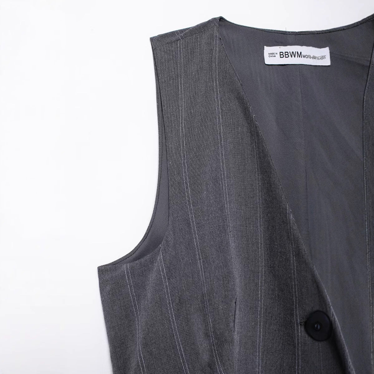 Ärmelloses Damen-Sommerkleid mit V-Ausschnitt aus Polyester, kurz-3