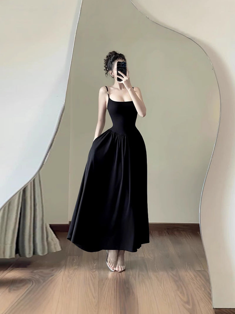 Maxikleid Damen Fließendes Rock Spaghettiträger Weicher Stoff-2