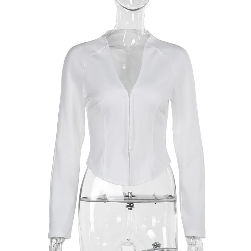 Langer Wintermantel Damen Tailliert Elastisches Material-1