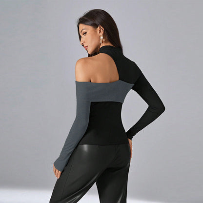 Asymmetrisches Ein-Schulter-Top aus hochwertigem Mischgewebe – modische Damenbluse mit maschinenwaschbarem Design 3