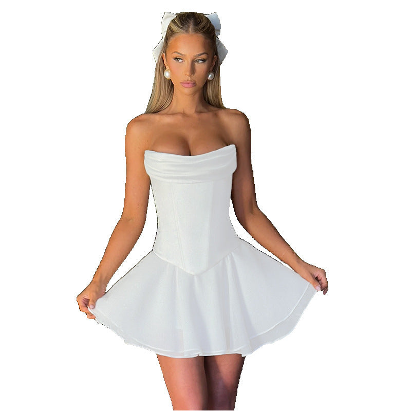 Damen-Minikleid, Wickel-Top, fließender Stoff-6