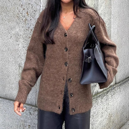 Damen-Strickjacke, lässige Wolle 1