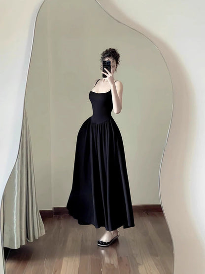 Maxikleid Damen Fließendes Rock Spaghettiträger Weicher Stoff-4