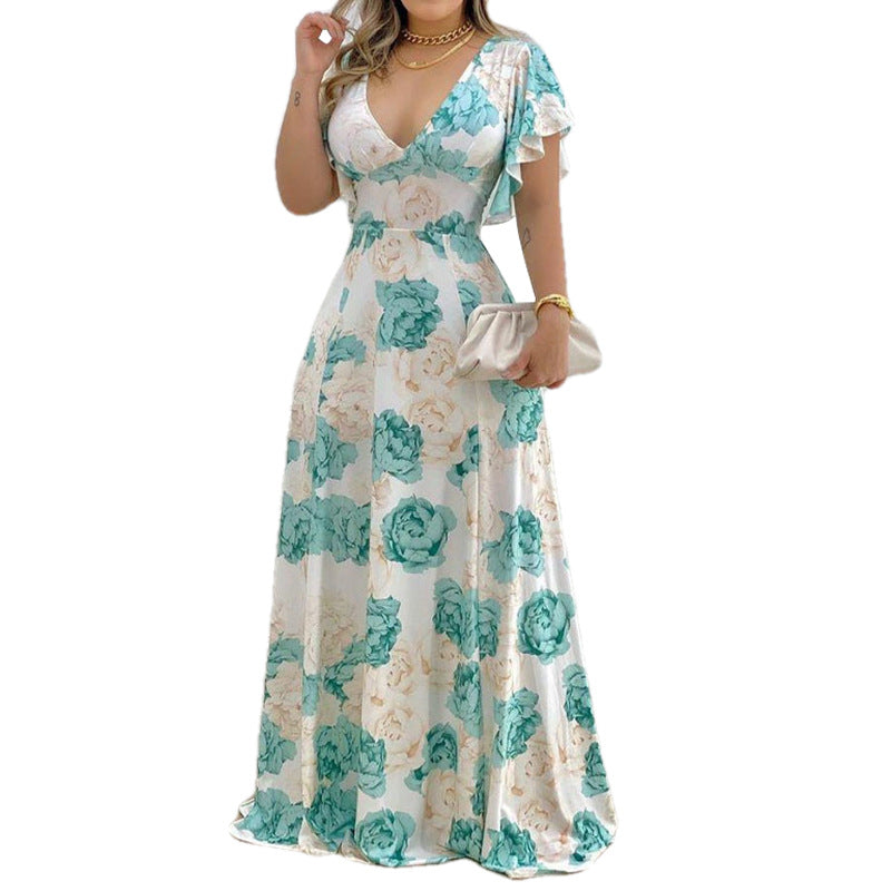 Damen-Kleid, V-Ausschnitt, Volantärmel, Polyester 4