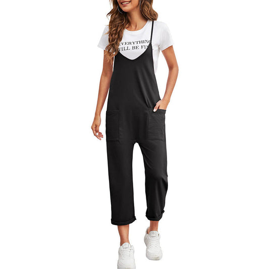 Damen-Hose, lang, casual, Polyester, mit Taschen-1