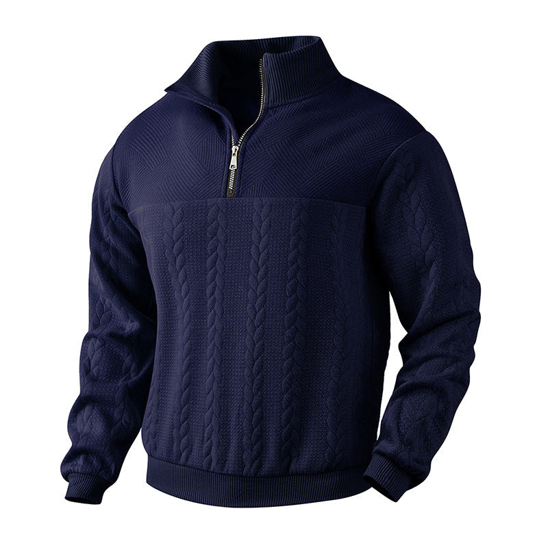 Variant image for Herren-Viertelzip-Pullover, geflochtenes Wollmix, mit Viertel, Reißverschluss-13
