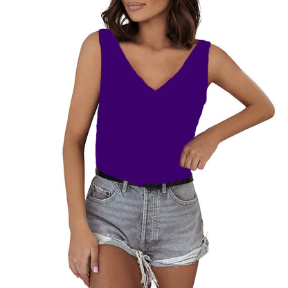 Variant image for Damen V-Ausschnitt Top Ärmellos Polyester Casual-31