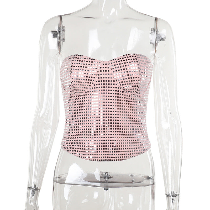 Glitzerndes Bustier-Top mit Lurex-Details für Partys – elegantes Partytop für Damen aus hochwertigem Material 1
