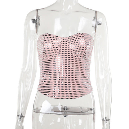 Glitzerndes Bustier-Top mit Lurex-Details für Partys – elegantes Partytop für Damen aus hochwertigem Material 1
