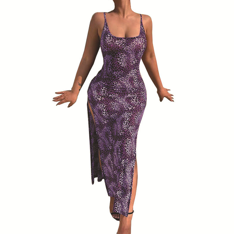 Damen-A-Linien-Kleid, Leopardendruck, Polyester-5