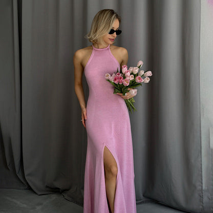 Maxikleid Damen Schick Schlitz Design Luxuriöser Stoff 1